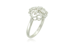 Sterling Silver Flower Diamond Ring (0.02 cttw, I-J Color, I2-I3 Clarity)