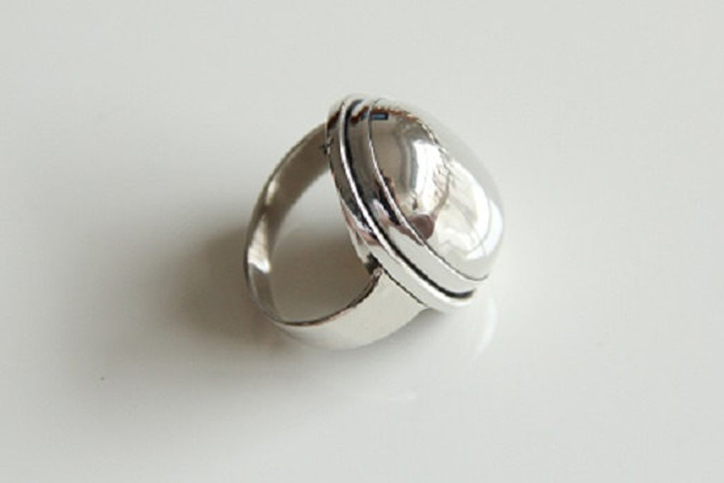 Sterling Silver 28mm Oval Dome Ring