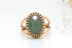 Rose gold aquamarine stone ring