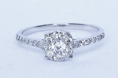 Natural white sapphire solitaire engagement ring