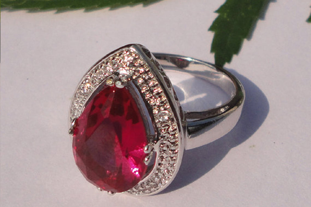 Ruby / White Topaz Gemstone Ring