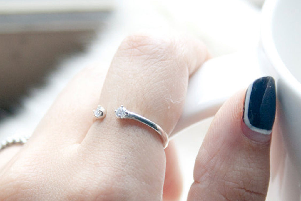 Double Crystal Band Ring