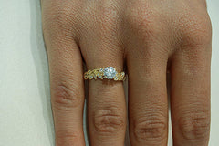 Engagement Ring 14k Yellow Gold With Diamonds