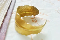 Adjustable Gold Feather Wrap Ring