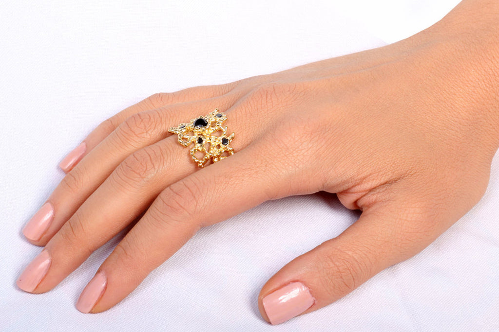 CORAL Black Gemstone Ring