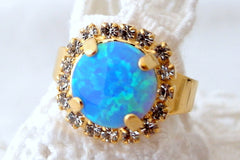 Aqua blue opal ring