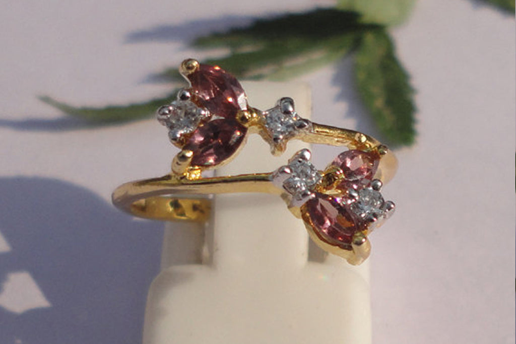 Pink Amethyst / White Topaz Gemstone Ring