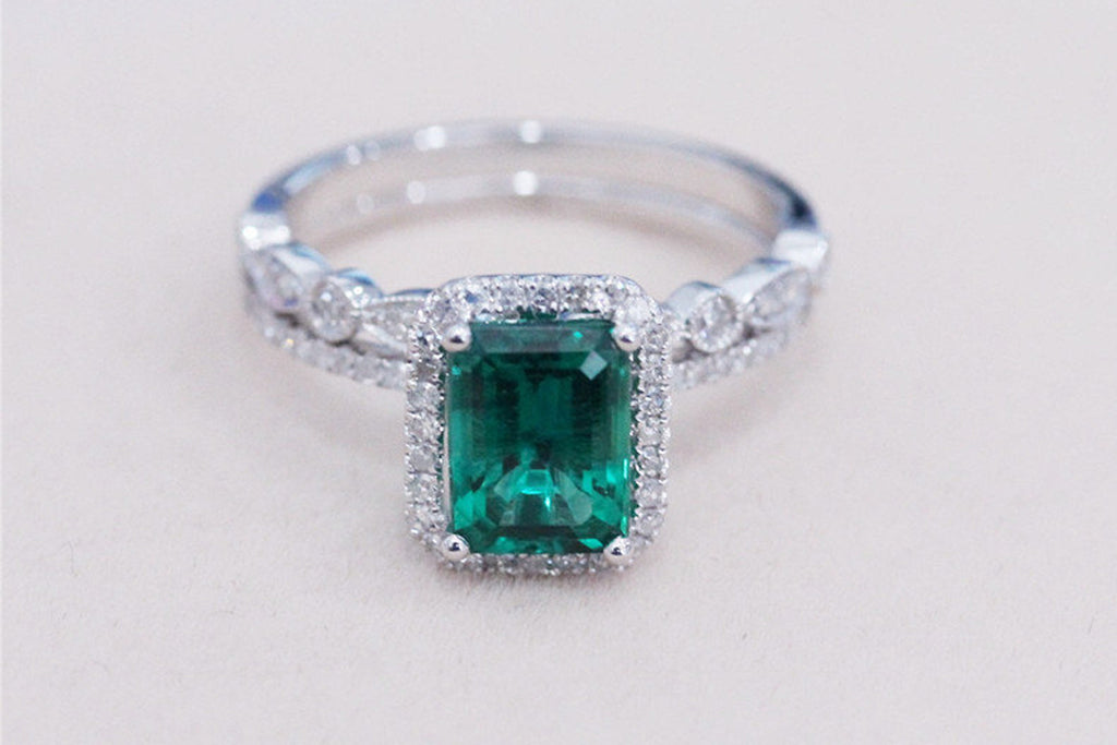 White Gold Emerald Engagement Ring
