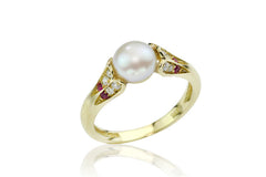Antique Style Pearl 14K Gold Engagement Ring