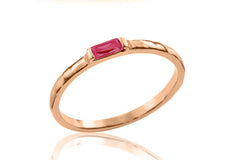 14k Gold Exuberent Baguette Ruby Engagement Ring
