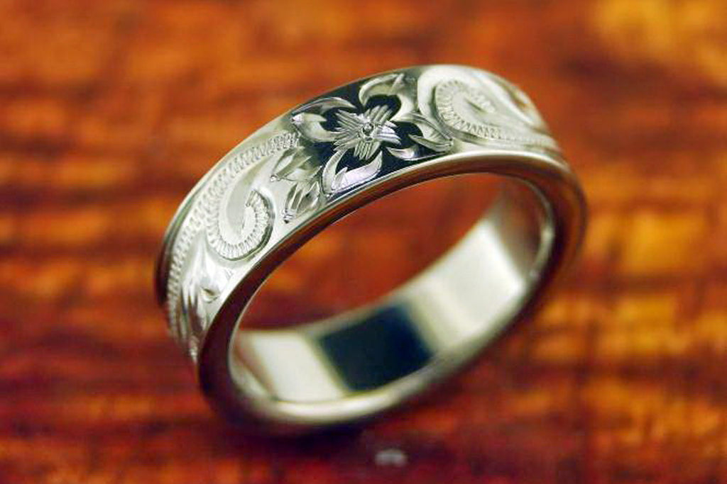Wedding Band With Floral Design 6MM