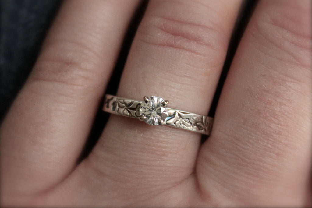 White sapphire engagement ring