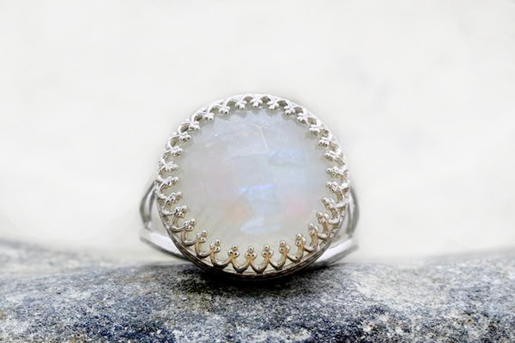 Rainbow moonstone ring
