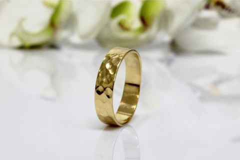 Gold hammered ring