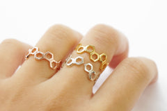 Silver honeycomb ring