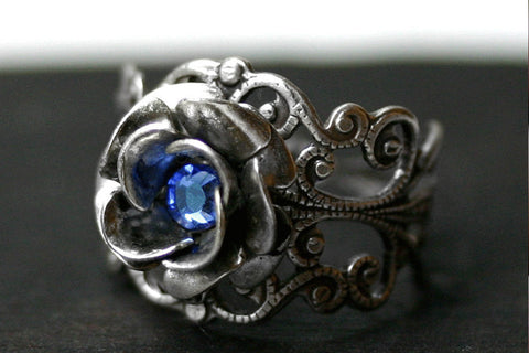 Sapphire Blue Rose Ring