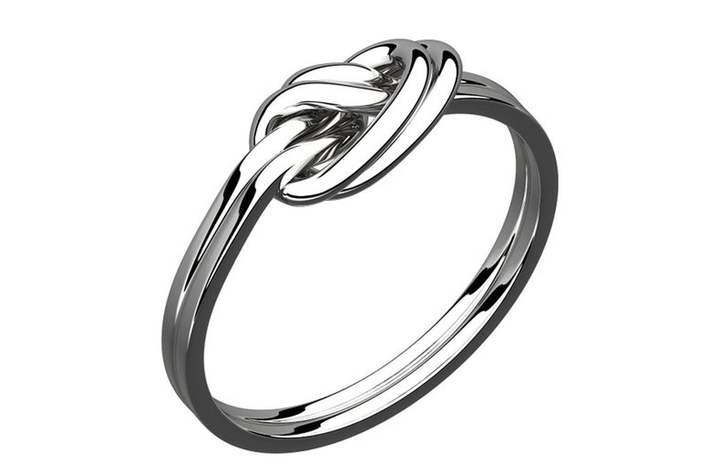 Silver Plated Celtic Double Love Knot Ring Symbolizes Unity and Protection