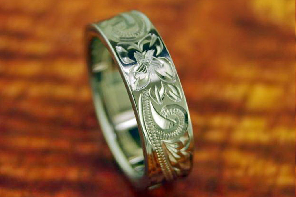 Wedding Band With Floral Design 6MM