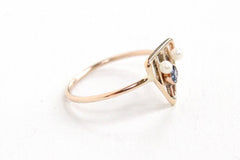 Antique Edwardian 10k Yellow Gold Genuine Sapphire & Seed Pearl Ring