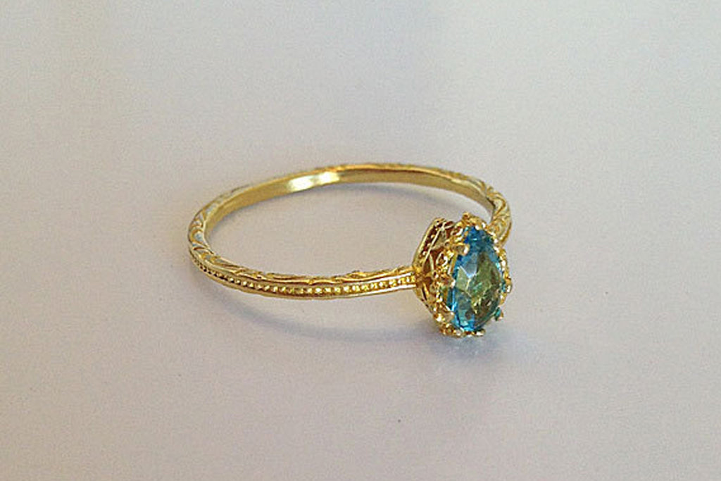 Blue Topaz Ring - Drop Ring