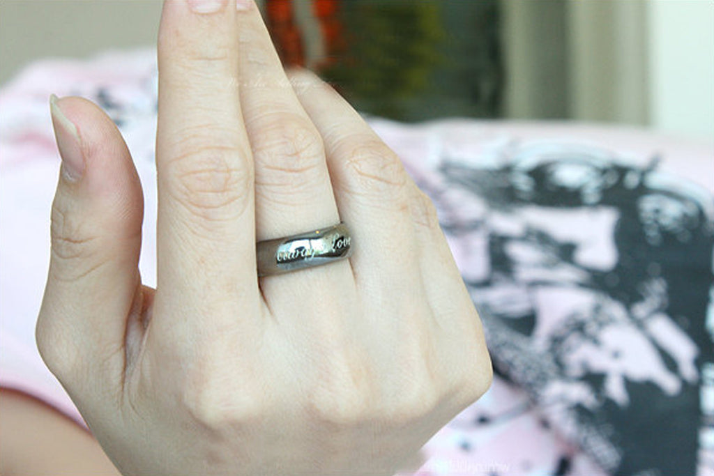 925 Sterling Silver with Black Ruthenium Plate 3-5 micron Stamped Ring