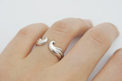 Angel wings silver ring