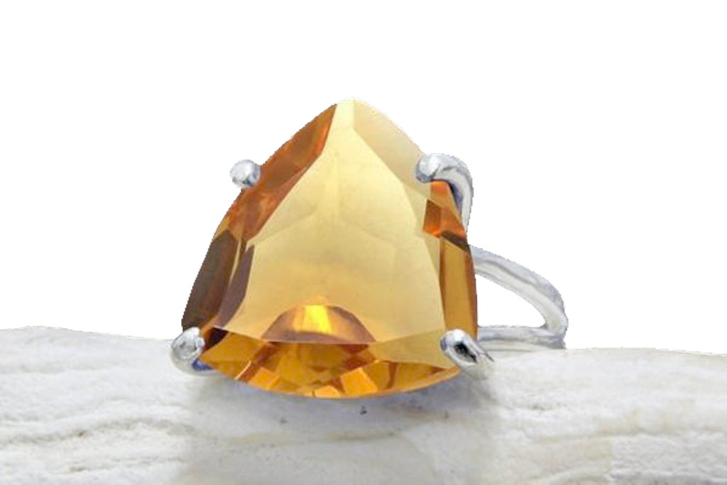 Triangular citrine ring