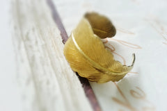 Adjustable Gold Feather Wrap Ring