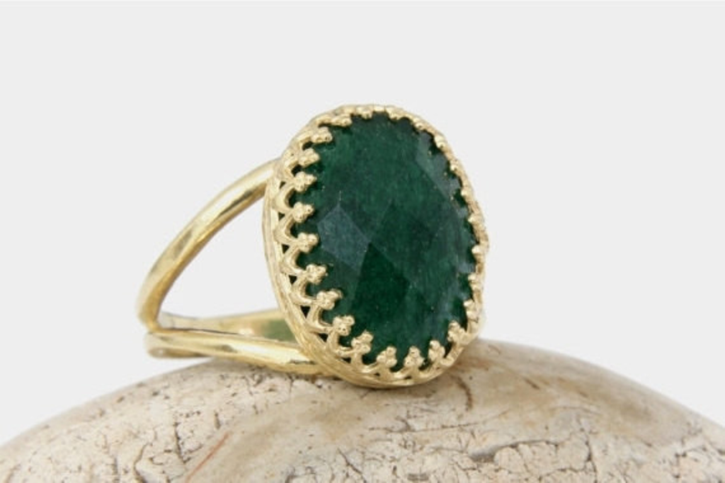 Natural agate emerald ring