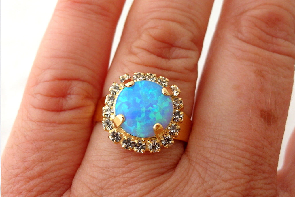 Aqua blue opal ring