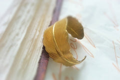 Adjustable Gold Feather Wrap Ring