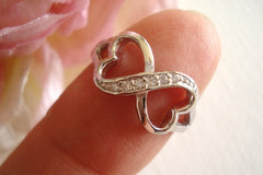 Engraved Infinity heart sterling silver ring