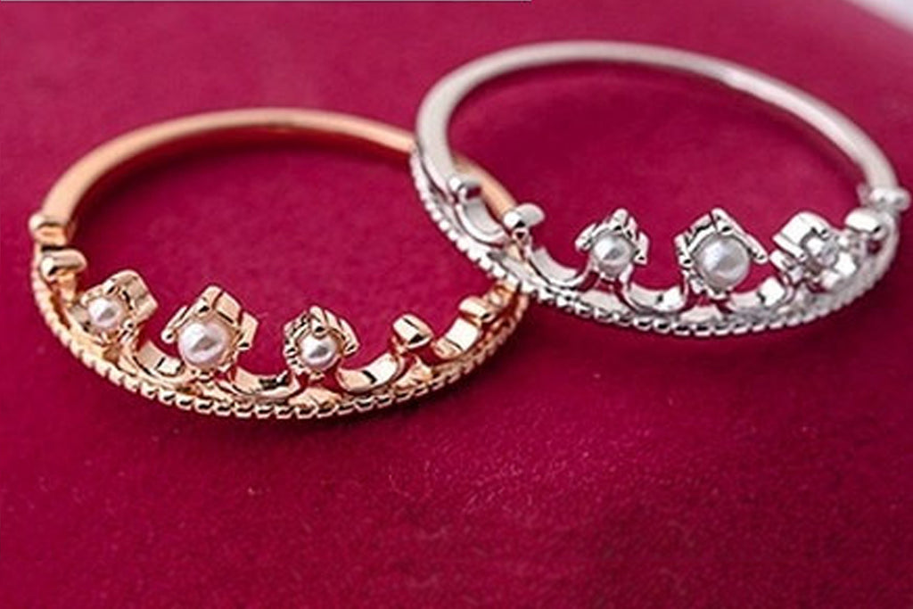 Zenobia silver and rose gold crown ring