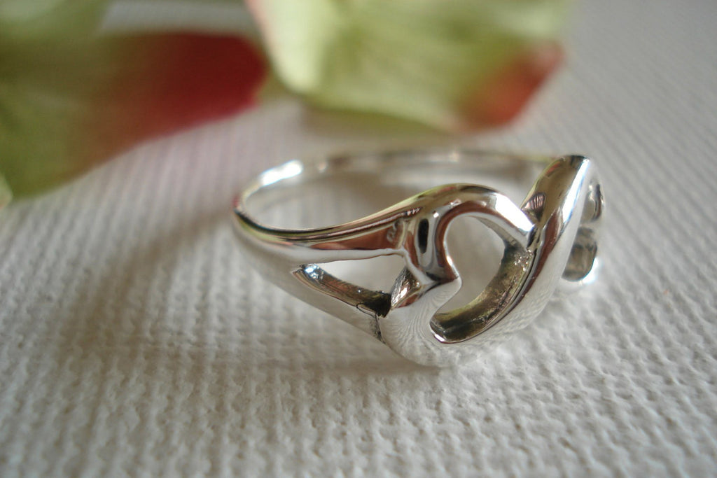 Engraved infinity heart sterling silver ring
