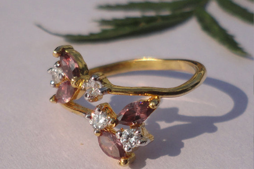 Pink Amethyst / White Topaz Gemstone Ring