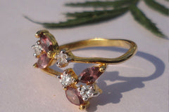Pink Amethyst / White Topaz Gemstone Ring