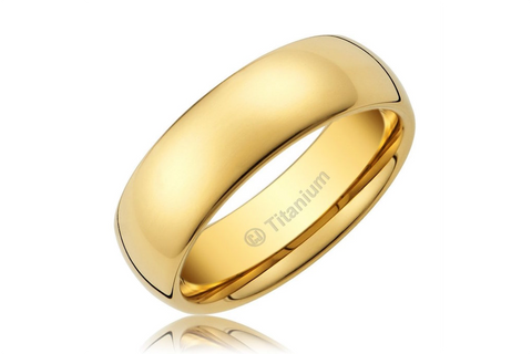 Cavalier Jewelers - Titanium Gold-Plated Ring with Polished Finish