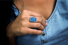 Blue chalcedony ring