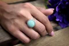 Silver semiprecious Amazonite ring
