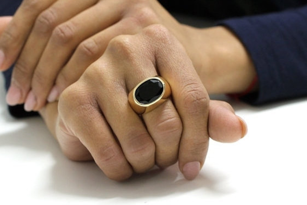 Thick black onyx ring