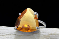 Triangular citrine ring