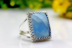 Blue chalcedony ring