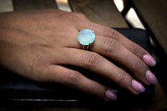 Round Aqua Chalcedony Ring