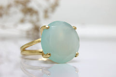 Round Aqua Chalcedony Ring