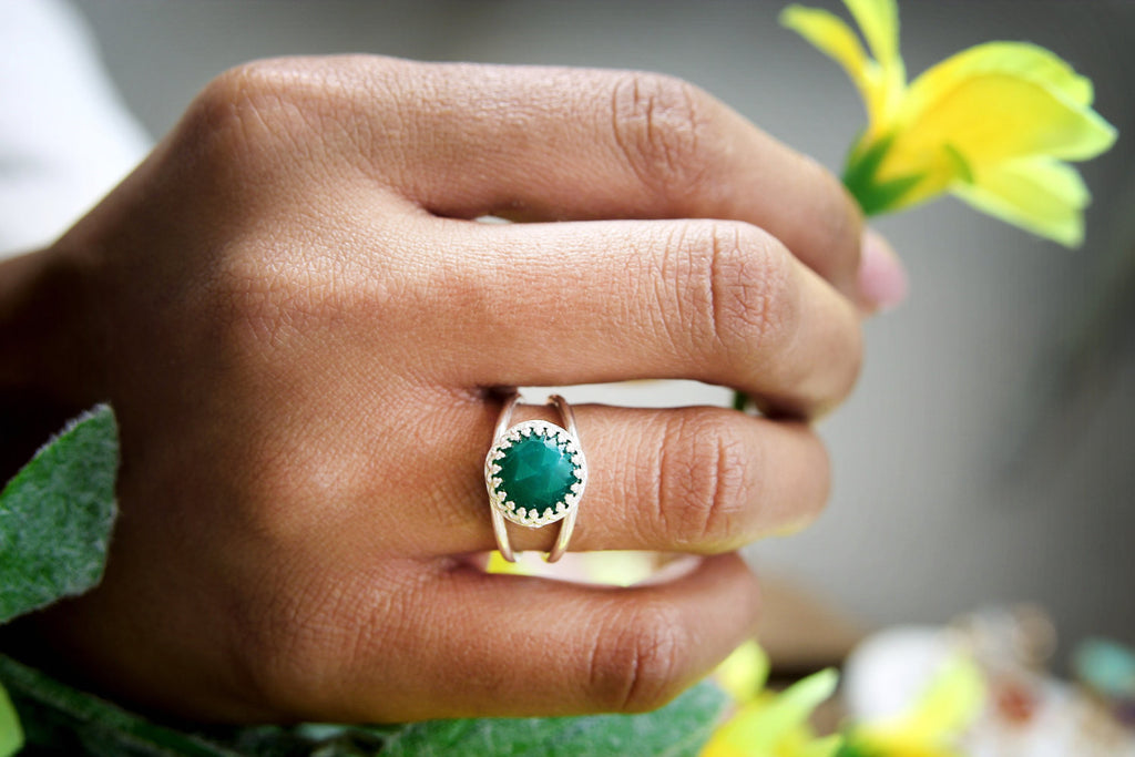 Green Onyx delicate ring
