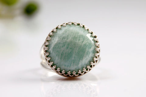 Silver semiprecious Amazonite ring