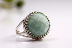 Silver semiprecious Amazonite ring