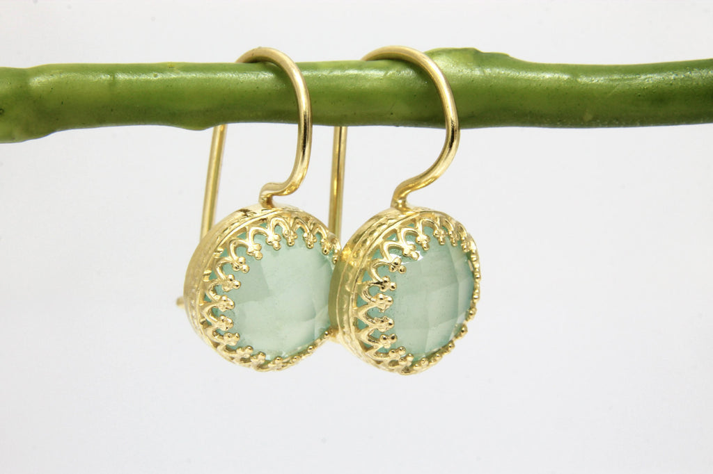 Delicate aqua chalcedony earrings