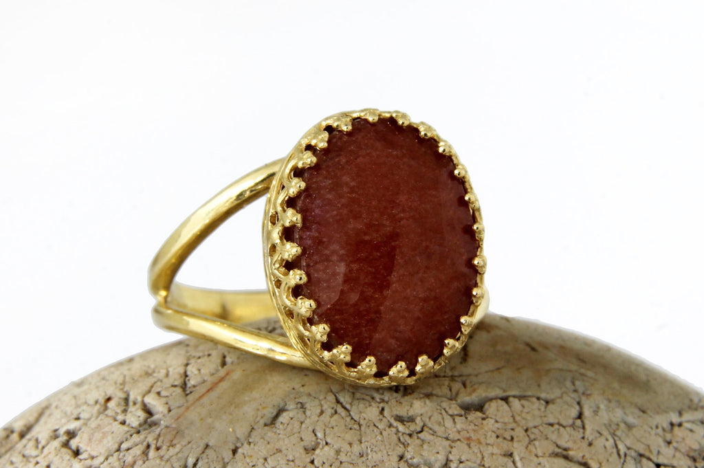 Peach Jade ring