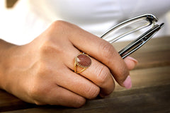 Peach Jade ring